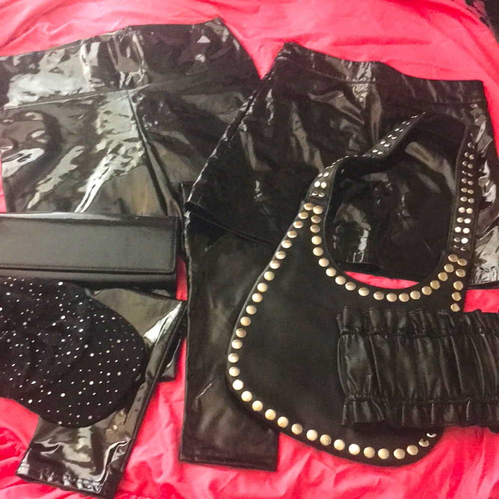 🟤Bundle Deal Black Patent Leather Accessories Set